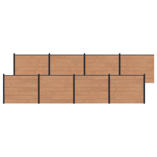 Zaunelement 8 pcs WPC und Aluminium Braun