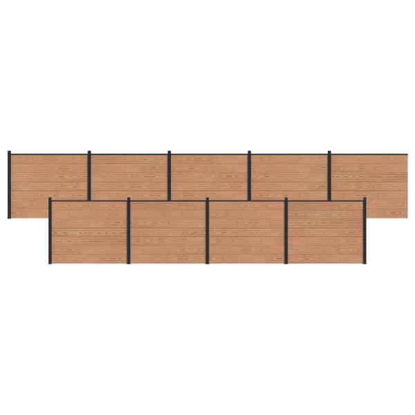 Zaunelement 9 pcs WPC und Aluminium Braun