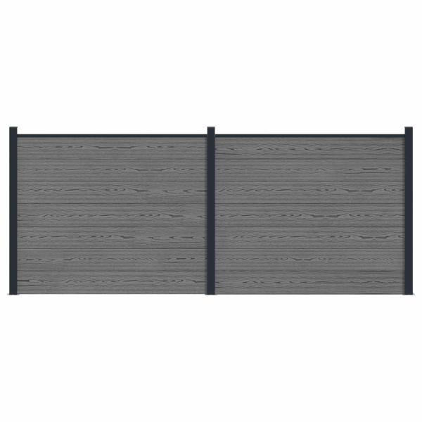 Zaunelement 2 pcs WPC und Aluminium Grau