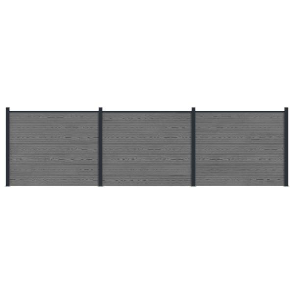 Zaunelement 3 pcs WPC und Aluminium Grau
