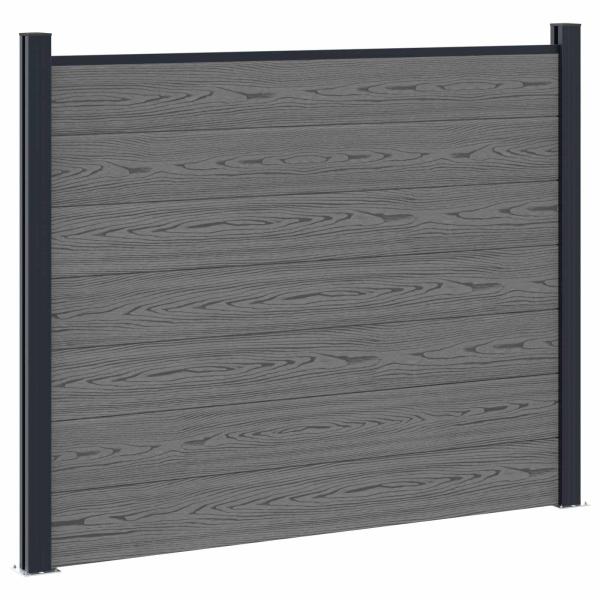 Zaunelement 3 pcs WPC und Aluminium Grau
