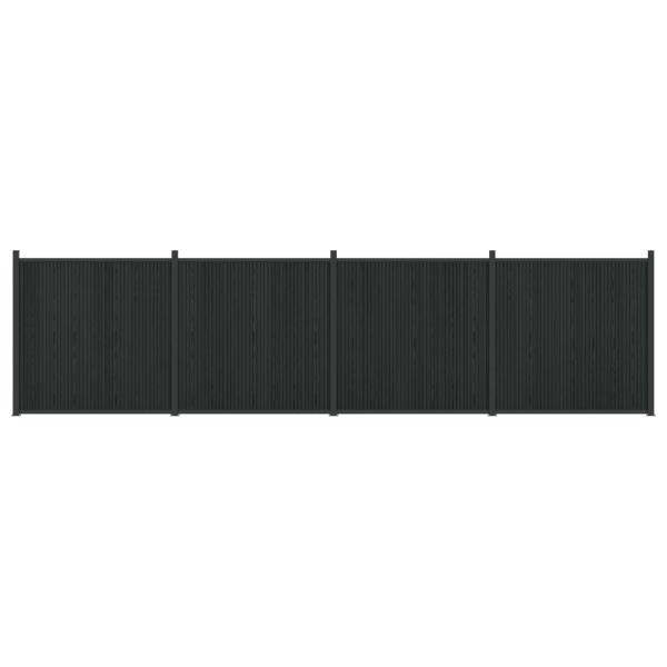Zaunelement 4 stk. 705 x 186,5 cm WPC und Aluminium Schwarz