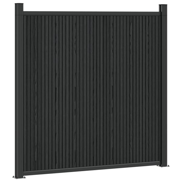 Zaunelement 5 stk. 880 x 186,5 cm WPC und Aluminium Schwarz