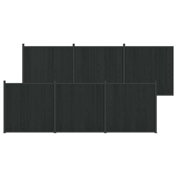 Zaunelement 6 stk. 1055 x 186,5 cm WPC und Aluminium Schwarz