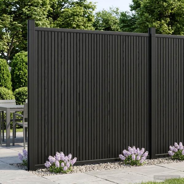 ARDEBO.de - Zaunelement 8 stk. 1405 x 186,5 cm WPC und Aluminium Schwarz