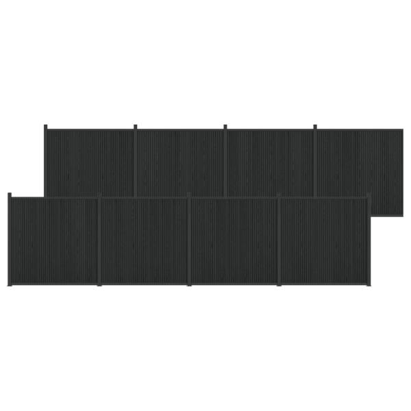 Zaunelement 8 stk. 1405 x 186,5 cm WPC und Aluminium Schwarz