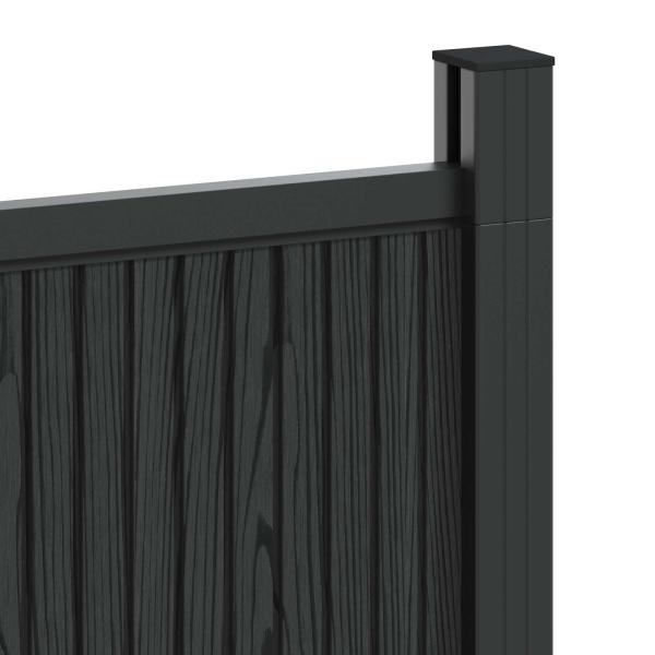 Zaunelement 8 stk. 1405 x 186,5 cm WPC und Aluminium Schwarz