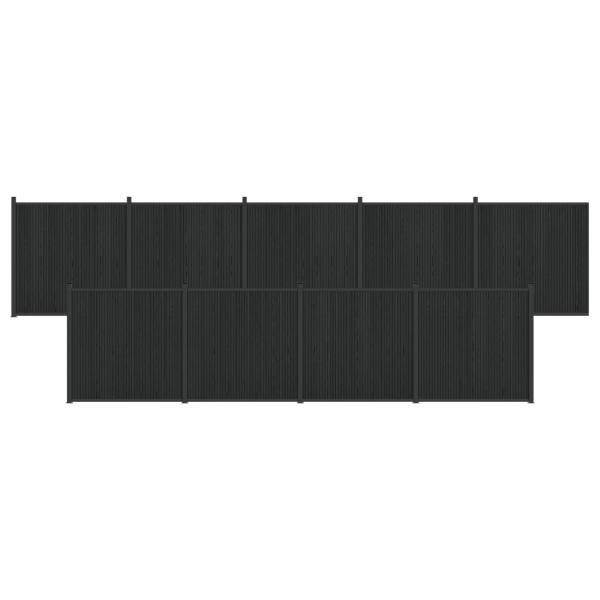 Zaunelement 9 stk. 1580 x 186,5 cm WPC und Aluminium Schwarz