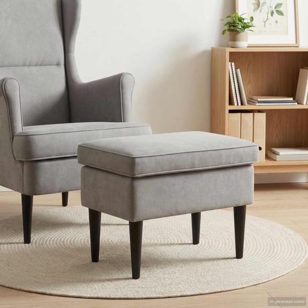 ARDEBO.de - Hocker Hellgrau 55 x 35 x 41 cm Samt