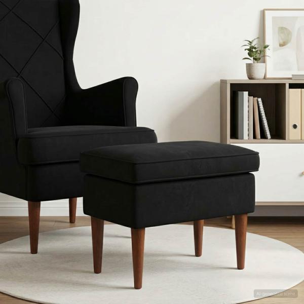 ARDEBO.de - Hocker Schwarz 55 x 35 x 41 cm Samt