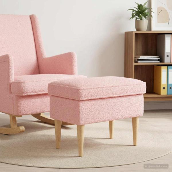 ARDEBO.de - Hocker Rosa 55 x 35 x 41 cm Bouclé