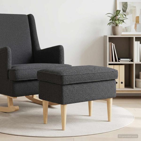 ARDEBO.de - Hocker Dunkelgrau 55 x 35 x 41 cm Bouclé