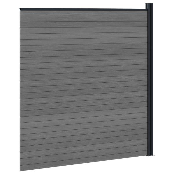 zaunset 175 x 186 cm WPC und Aluminium Grau