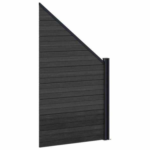 zaunset 95 x 180 cm WPC und Aluminium Schwarz