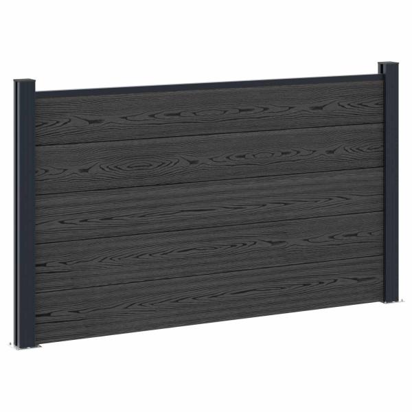 zaunset 180 x 105 cm WPC und Aluminium Schwarz