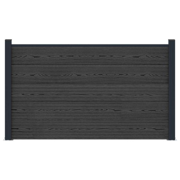 zaunset 180 x 105 cm WPC und Aluminium Schwarz