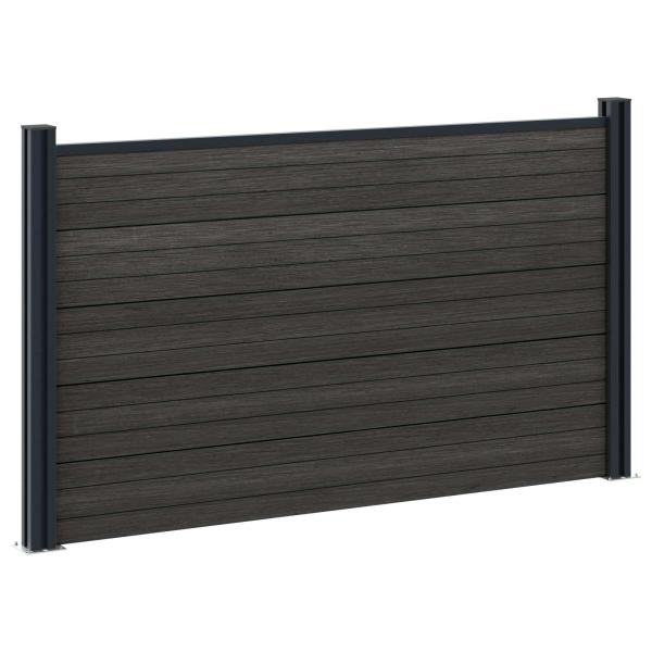 zaunset 180 x 105 cm WPC und Aluminium Schwarz