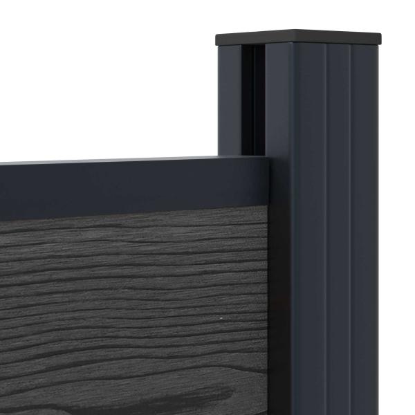 zaunset 180 x 105 cm WPC und Aluminium Schwarz