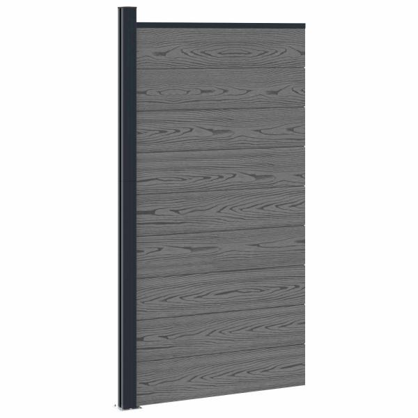 Zaunelement 95 x 186 cm WPC und Aluminium Grau