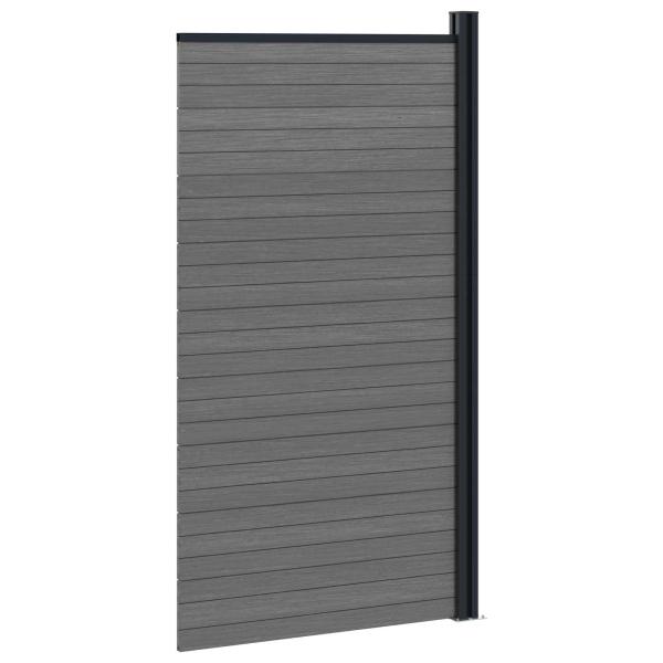 Zaunelement 95 x 186 cm WPC und Aluminium Grau