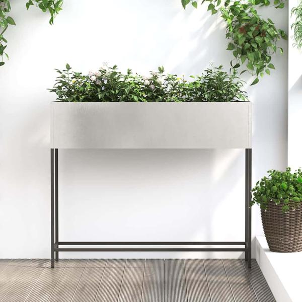 ARDEBO.de - Hochbeet Gartenpflanzer Silber 100 x 26 x 82 cm Edelstahl