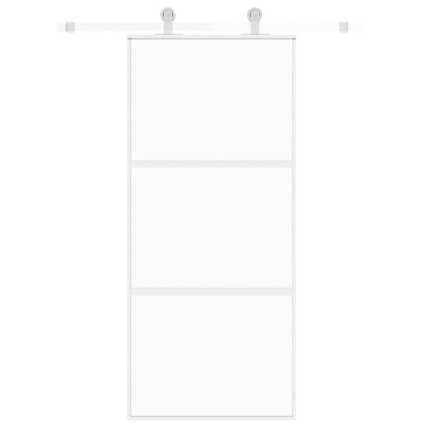 Schiebetür Weiß 90x205 cm Hartglas und Aluminium