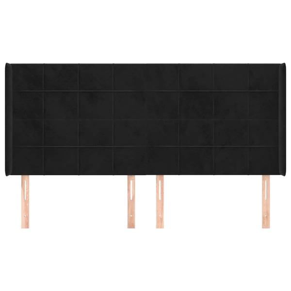Kopfteil mit Ohren Schwarz 183x16x118/128 cm Samt