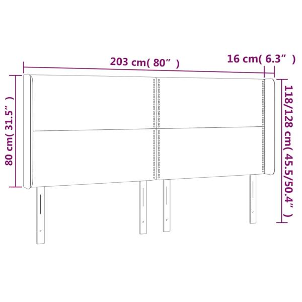 LED Kopfteil Schwarz 203x16x118/128 cm Samt