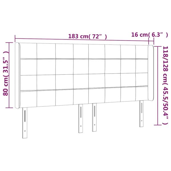 LED Kopfteil Schwarz 183x16x118/128 cm Samt