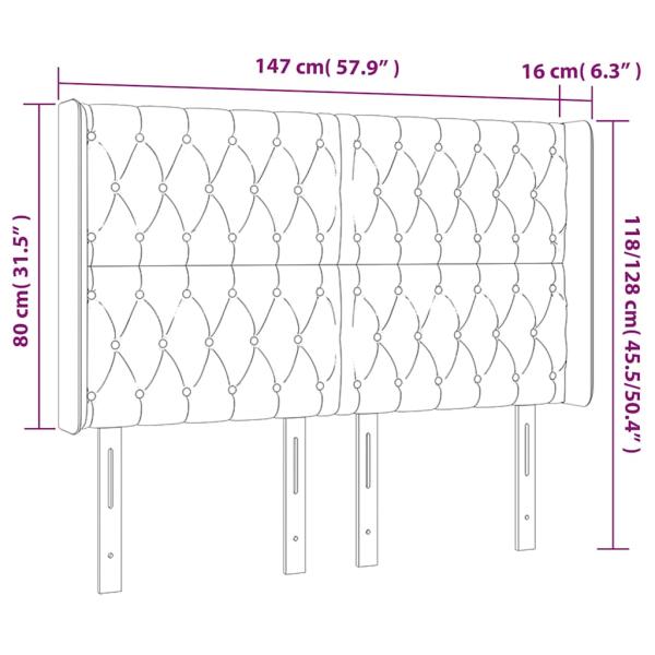 LED Kopfteil Schwarz 147x16x118/128 cm Samt