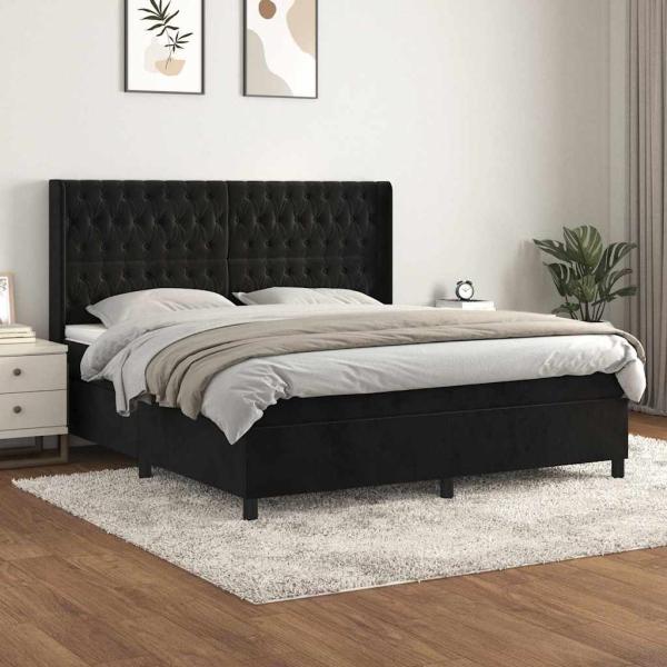 ARDEBO.de - Boxspringbett mit Matratze Schwarz 180x200 cm Samt