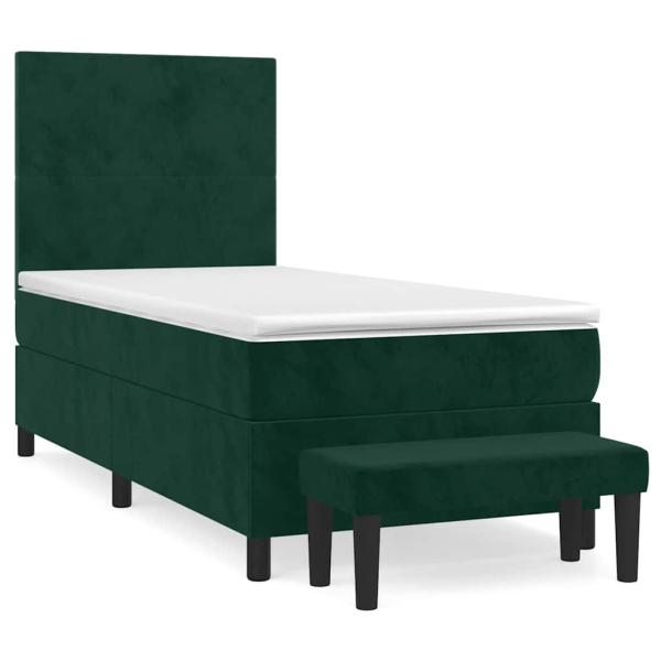Boxspringbett mit Matratze Dunkelgrün 90x200 cm Samt