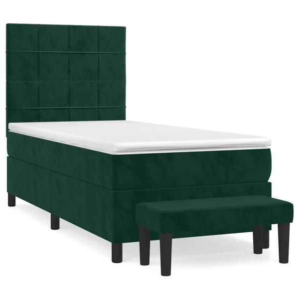 Boxspringbett mit Matratze Dunkelgrün 90x200 cm Samt