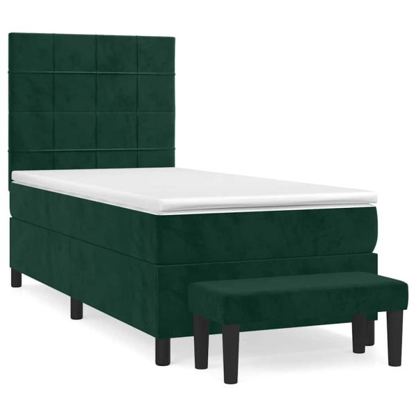 Boxspringbett mit Matratze Dunkelgrün 100x200 cm Samt
