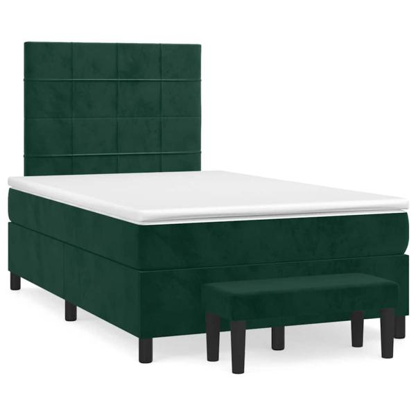 Boxspringbett mit Matratze Dunkelgrün 120x200 cm Samt