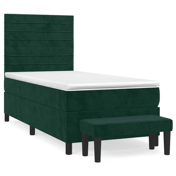 Boxspringbett mit Matratze Dunkelgrün 90x190 cm Samt