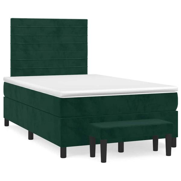 Boxspringbett mit Matratze Dunkelgrün 120x200 cm Samt