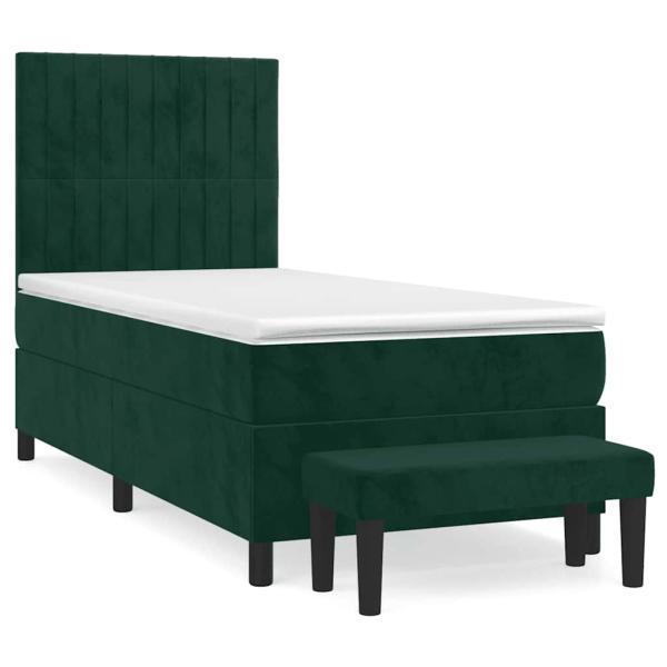 Boxspringbett mit Matratze Dunkelgrün 90x190 cm Samt