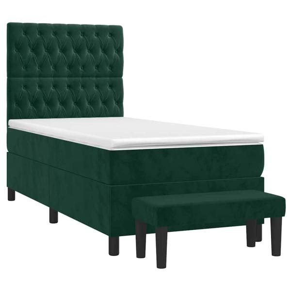 Boxspringbett mit Matratze Dunkelgrün 80x200 cm Samt