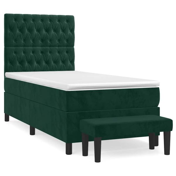 Boxspringbett mit Matratze Dunkelgrün 90x200 cm Samt