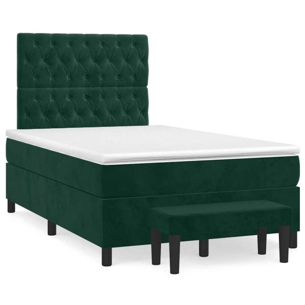 Boxspringbett mit Matratze Dunkelgrün 120x200 cm Samt