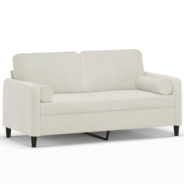 2-Sitzer-Sofa mit Zierkissen Creme 140 cm Samt