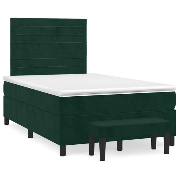 ARDEBO.de - Boxspringbett mit Matratze Dunkelgrün 120x190 cm Samt