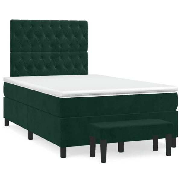 ARDEBO.de - Boxspringbett mit Matratze Dunkelgrün 120x190 cm Samt