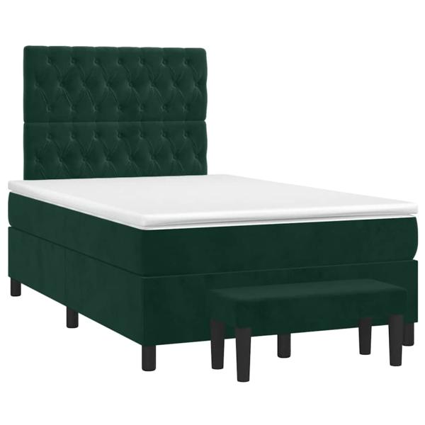 Boxspringbett mit Matratze Dunkelgrün 120x190 cm Samt