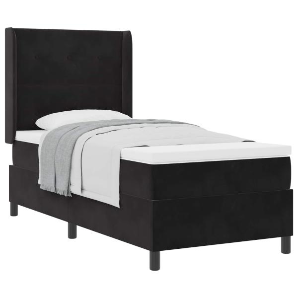 Boxspringbett mit Kopfteil Schwarz 80 x 200 cm Samt