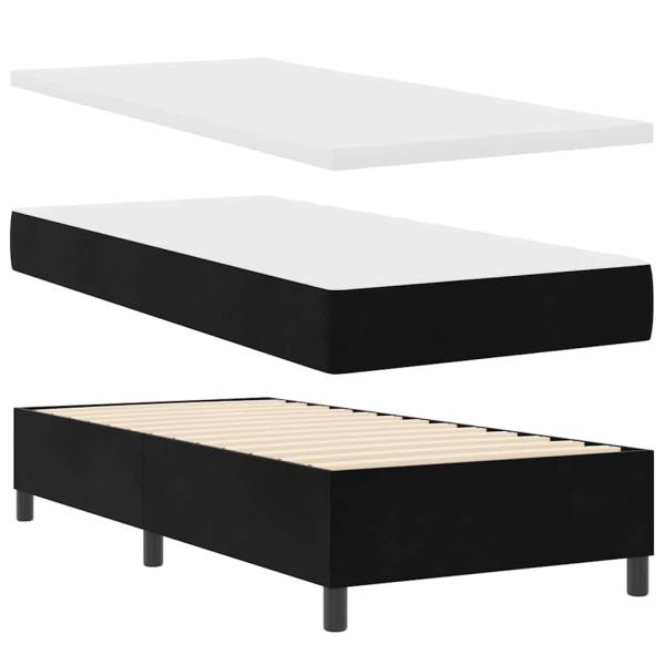 Boxspringbett mit Kopfteil Schwarz 90 x 190 cm Samt