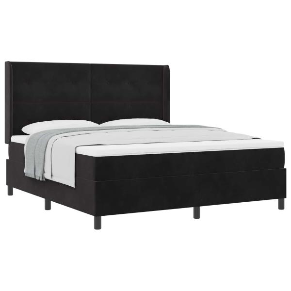 Boxspringbett mit Kopfteil Schwarz 180 x 200 cm Samt