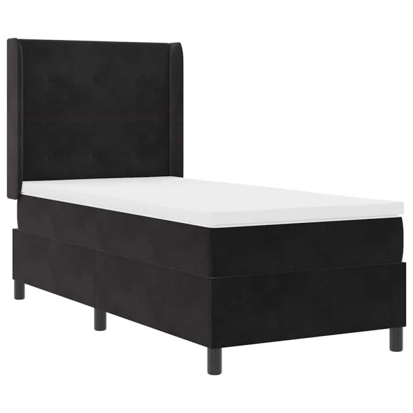 Boxspringbett mit LED-Lichtleisten Schwarz 80 x 200 cm Samt