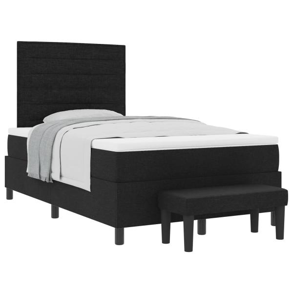Boxspringbett mit Kopfteil Schwarz 120 x 190 cm Stoff